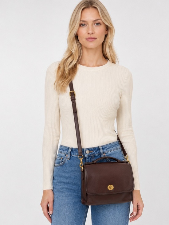 Coach Handbags - Coach Court Vintage Brown Glove Tanned Leather Top Handle Crossbody Bag D2P-9870